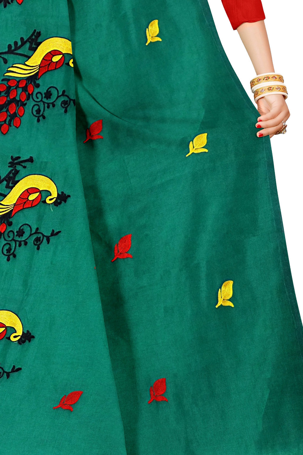 Green Blended Cotton Mayuri Hand Hand Loom Saree (1114)